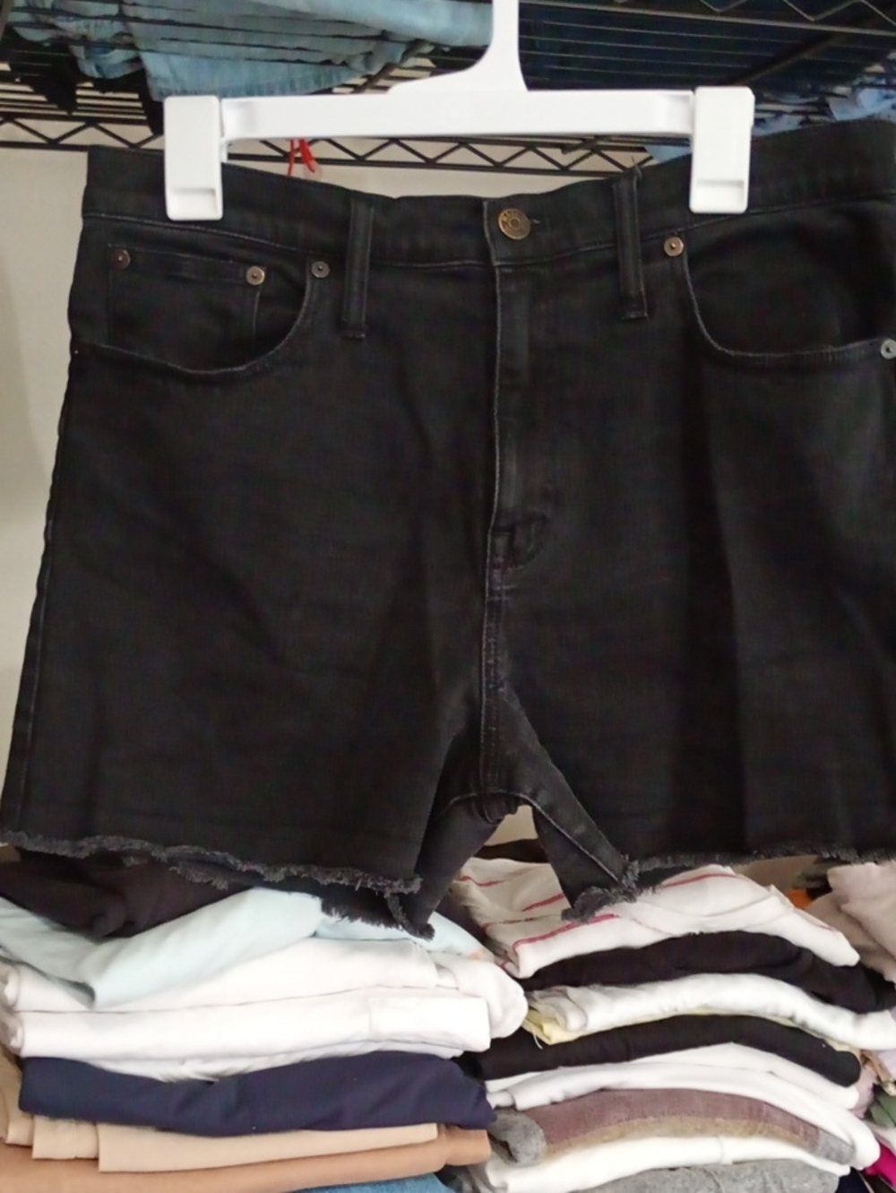 Madewell Black Denim Shorts with Branded Button High Rise 31